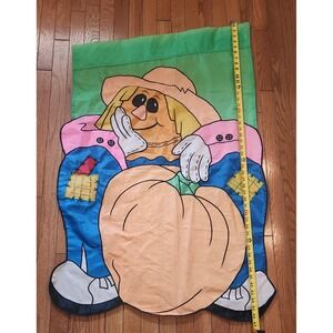 Vintage Embroidered  Scarecrow Pumpkin Flag‎ 28x44 Halloween / Fall